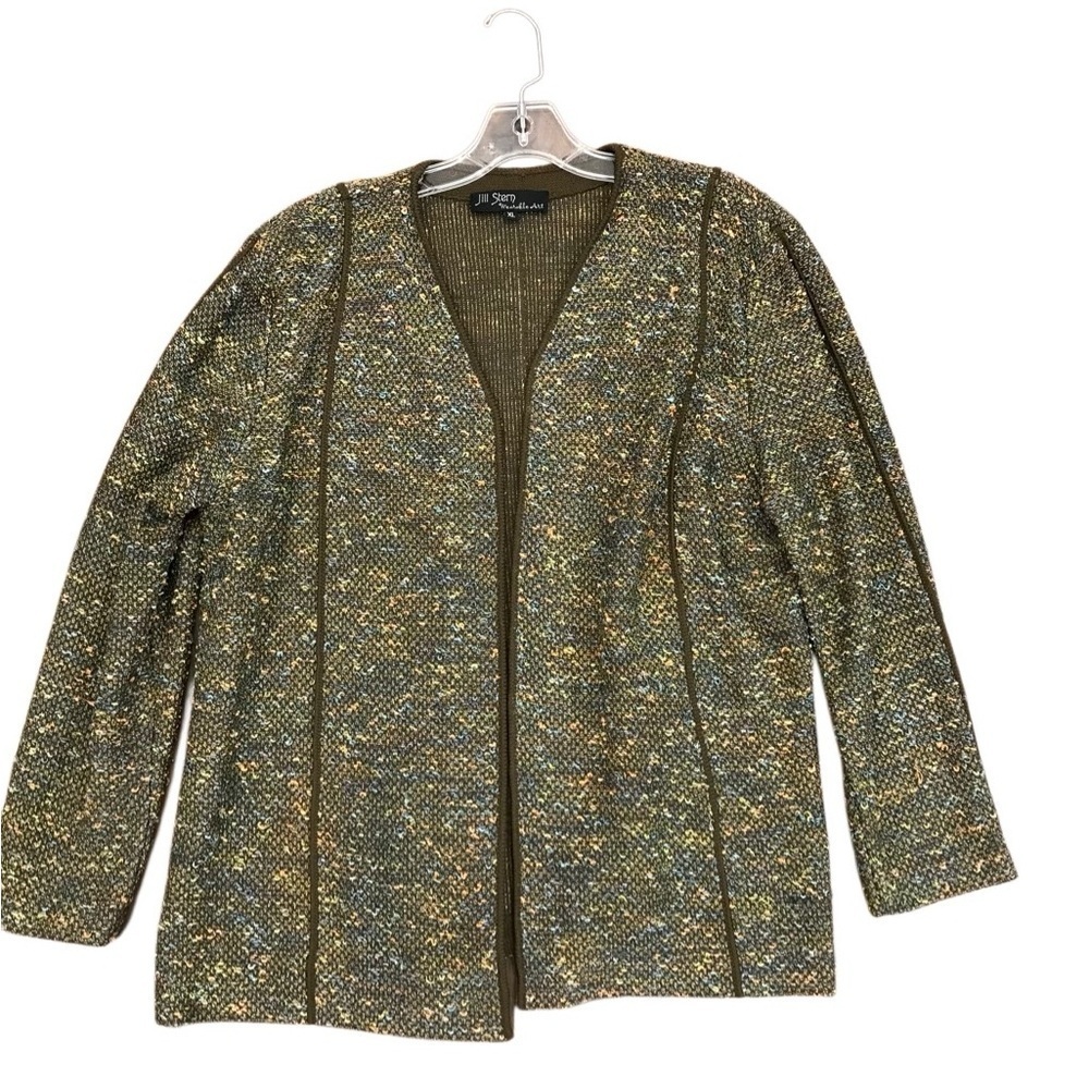 Jill Stern Wearable Art Multicolor Knit Cardigan XL